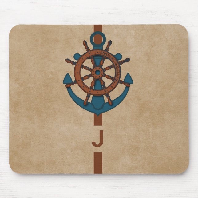 Ship Rudder And Anchor Mouse Mat (Front)
