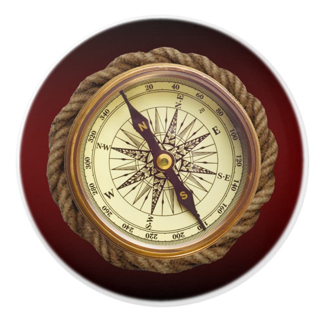 Ship’s Compass ~ Navigational Device ~ * ~ Ceramic Knob (Front)