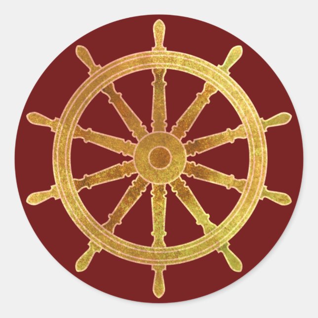 Ship’s Helm Classic Round Sticker (Front)