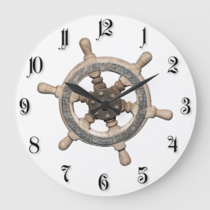 Ship’s steering wheel large clock