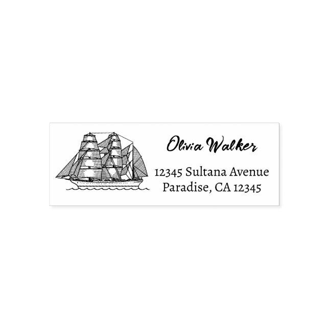Ship Sailboat  Return Address Self-inking Stamp (Design)