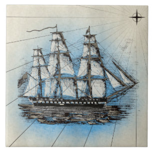 Ship sailing accent tile