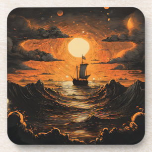 Ship sailing in the night  coaster