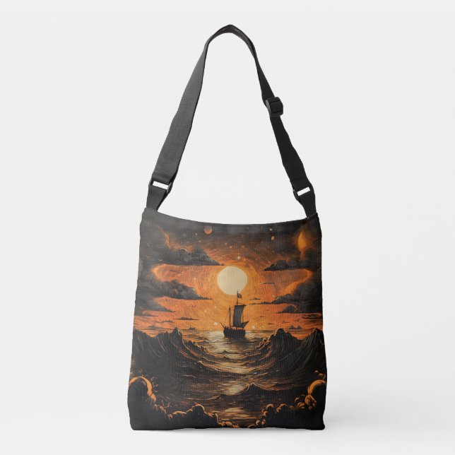 Ship sailing in the night  crossbody bag (Front)