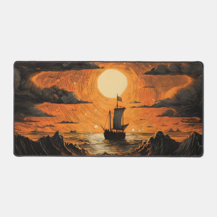 Ship sailing in the night  desk mat
