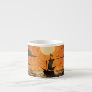 Ship sailing in the night espresso cup