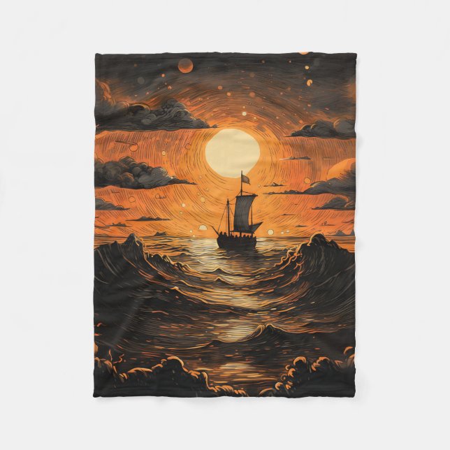 Ship sailing in the night  fleece blanket (Front)