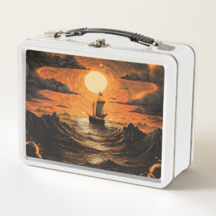 Ship sailing in the night  metal lunch box