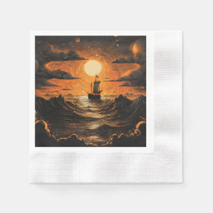 Ship sailing in the night napkin