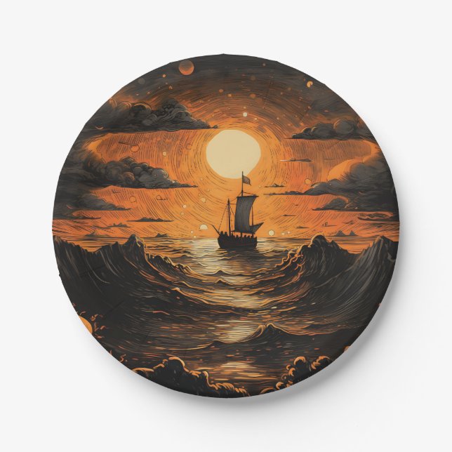 Ship sailing in the night  paper plate (Front)