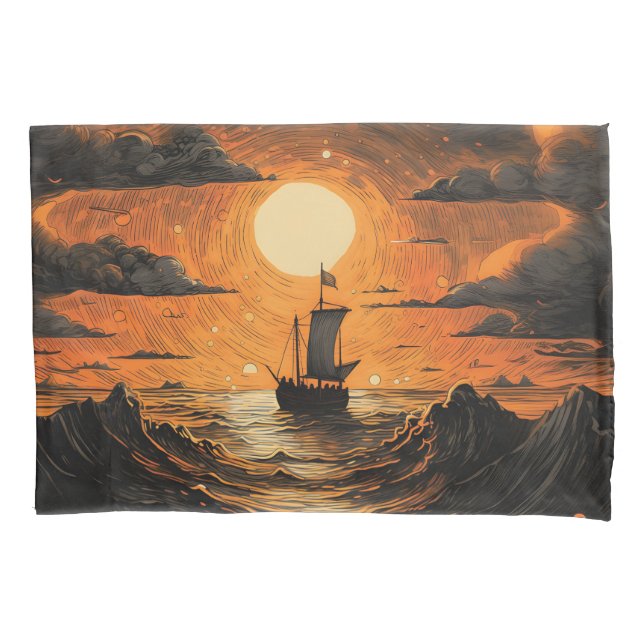 Ship sailing in the night  pillowcase (Front-Left)