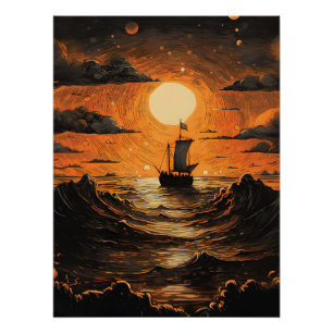 Ship sailing in the night poster