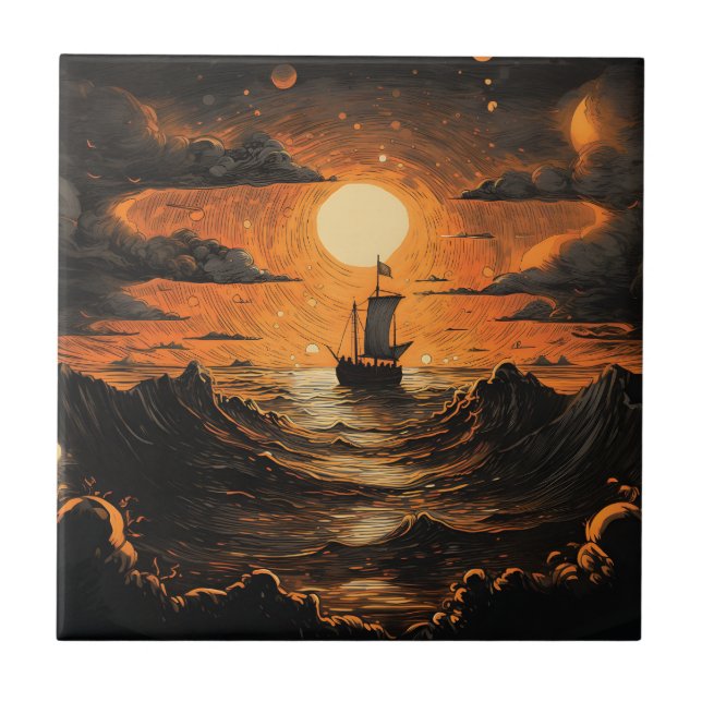 Ship sailing in the night  tile (Front)
