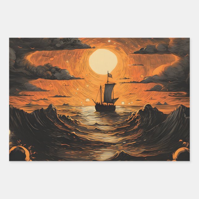 Ship sailing in the night  wrapping paper sheet (Front)