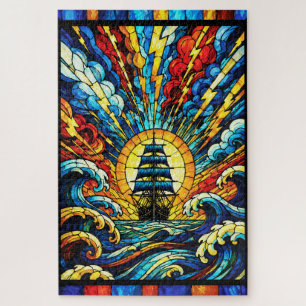 Ship Sailing Through Storm Jigsaw Puzzle