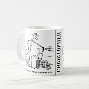 Ship skipper asks crew member for fish nets journa coffee mug