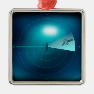 Ship Sonar Detecting Kraken Sea Monster Nautical Metal Tree Decoration
