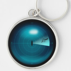 Ship Sonar Display With Giant Monster Squid Key Ring