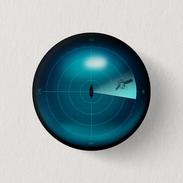 Ship Sonar Image of a Kraken Nautical Steampunk 3 Cm Round Badge (Front)