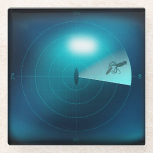 Ship Sonar Image of Giant Squid Nautical Steampunk Glass Coaster