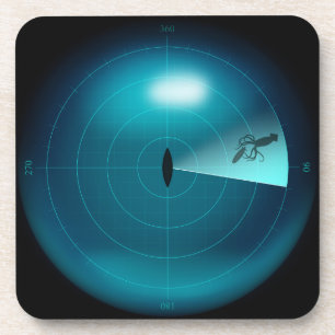 Ship Sonar Screen Kraken Giant Squid Nautical Coaster