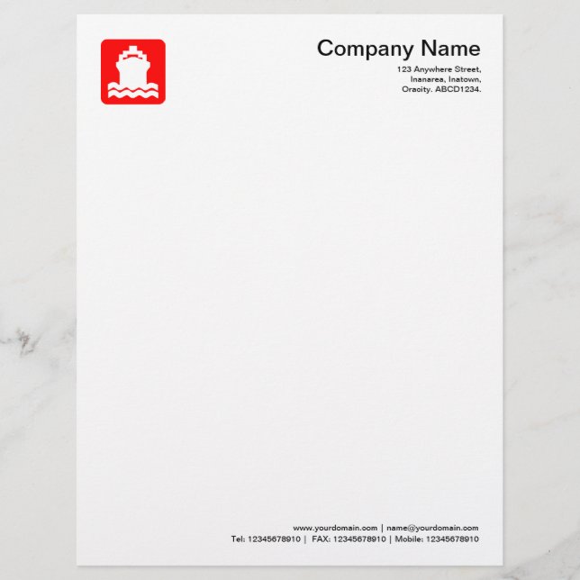 Ship Symbol - Red Customized Letterhead (Front)