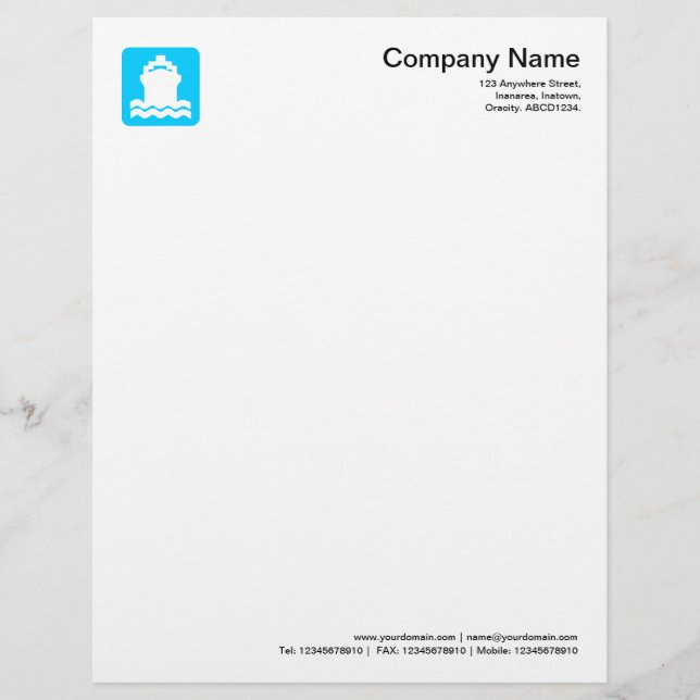 Ship Symbol - Sky Blue Customized Letterhead (Front)
