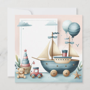 Ship toy baby boy invitation