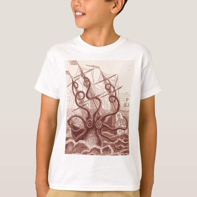 ship vs. octopus T-Shirt (Front)