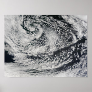 Ship-wave-shaped wave clouds poster