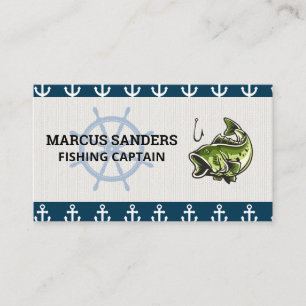 Ship Wheel   Anchor Pattern   Bass Fish Business Card