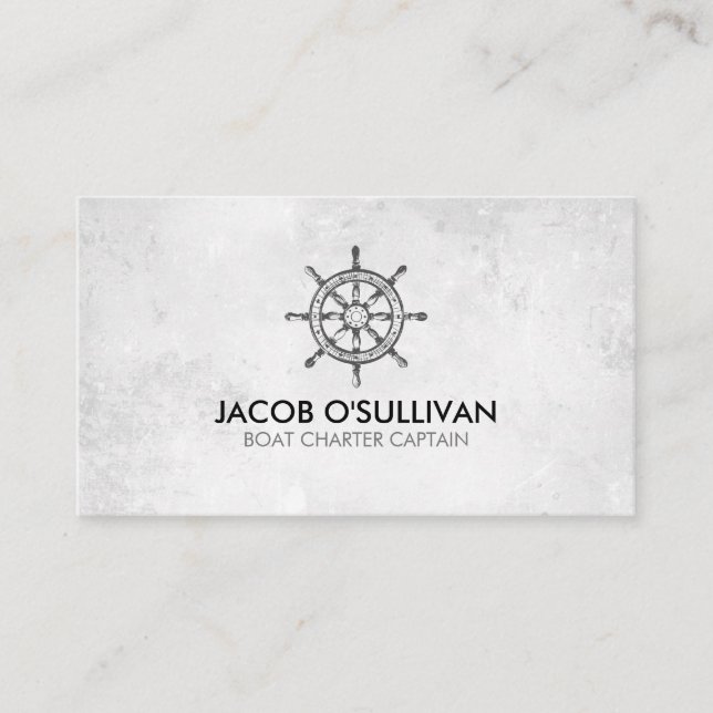 Ship Wheel Boat Charter Fishing Business Card (Front)