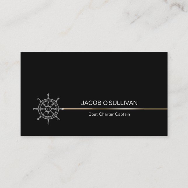 Ship Wheel Boat Charter Fishing Business Card (Front)