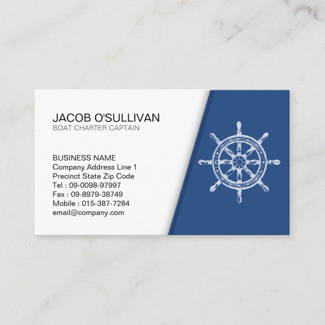 Ship Wheel Boat Charter Fishing Business Card (Front)