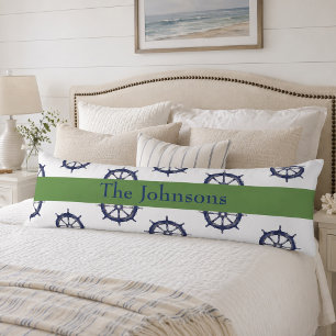 Ship Wheel Nautical Green and Blue Body Cushion