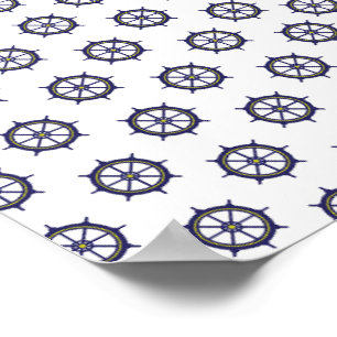 Ship Wheel Navy Nautical Boat Captain Sailors Poster