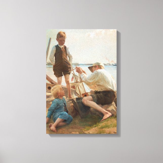 Shipbuilders (by Albert Edelfelt) Canvas Print (Front)