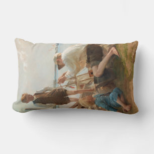 Shipbuilders (by Albert Edelfelt) Lumbar Cushion