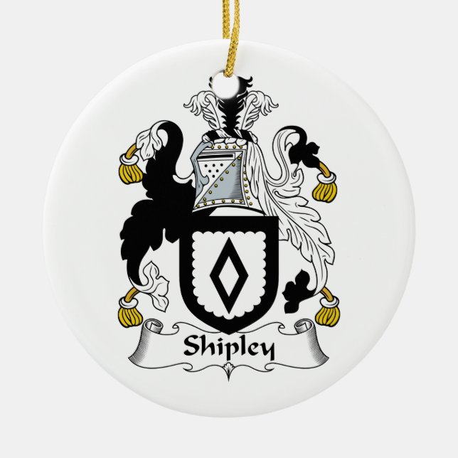 Shipley Family Crest Ceramic Tree Decoration (Front)