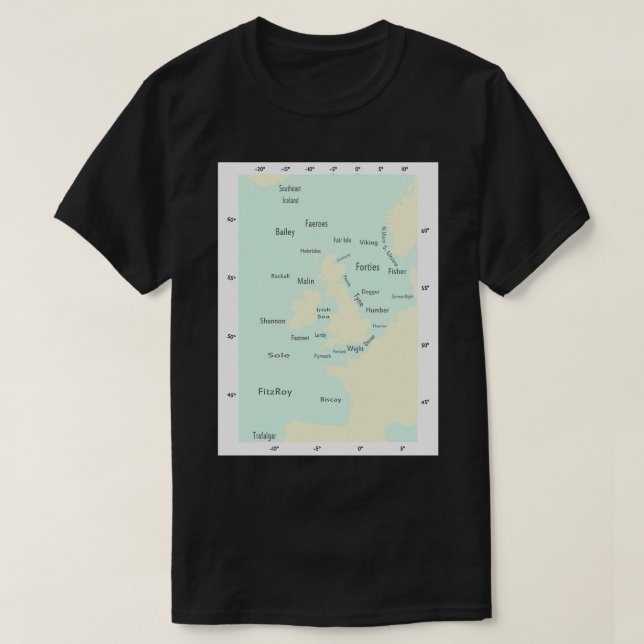 Shipping Forecast Seaside colours T-Shirt (Design Front)