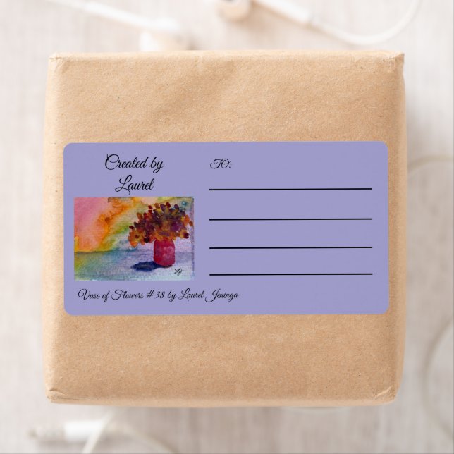 Shipping Label with Painted Floral Design (Insitu)