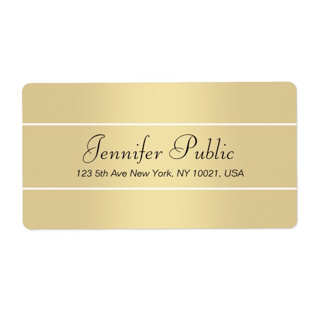 Shipping Labels Elegant Gold White Script Name (Front)