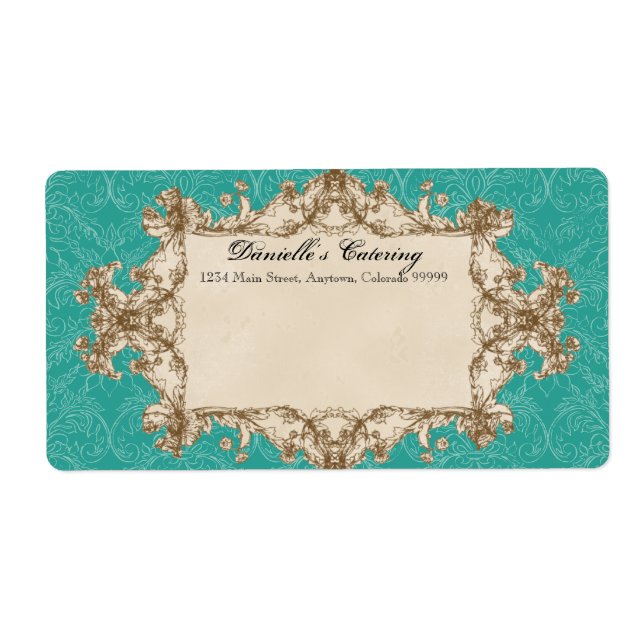 Shipping Labels - Teal Vintage Peacock & Etchings (Front)