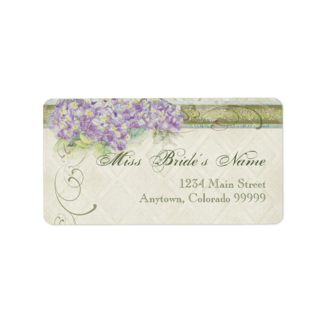 Shipping Labels - Vintage Style Lilac Hydrangea (Front)
