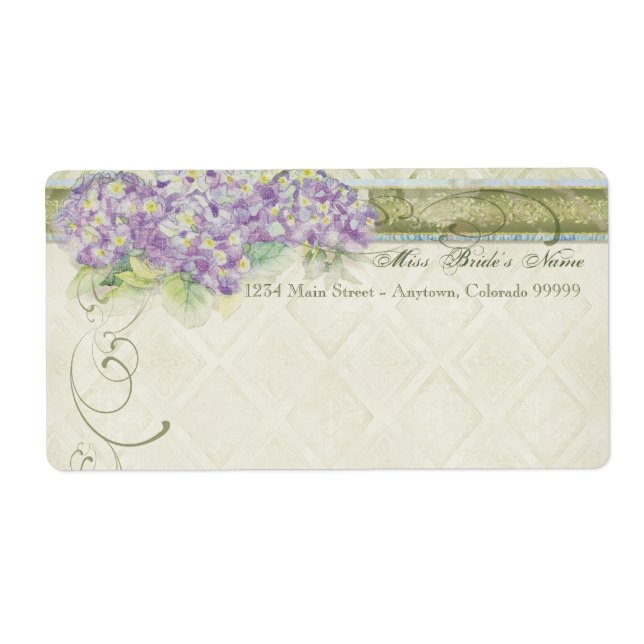 Shipping Labels - Vintage Style Lilac Hydrangea (Front)