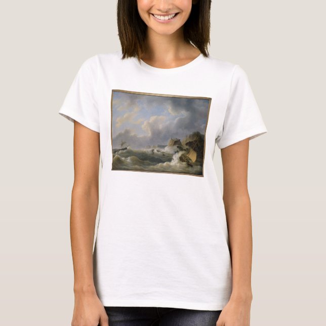 Shipping off a Coastline in a Rough Sea (oil on ca T-Shirt (Front)