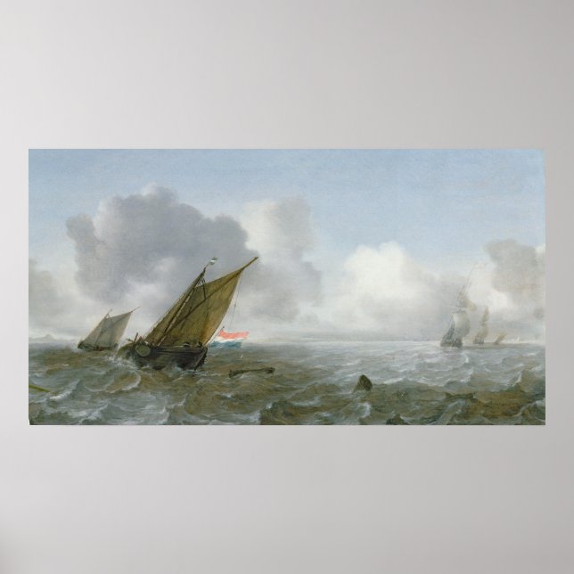 Shipping Offshore in a breeze, 17th century Poster (Front)