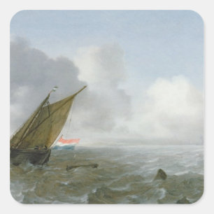 Shipping Offshore in a breeze, 17th century Square Sticker