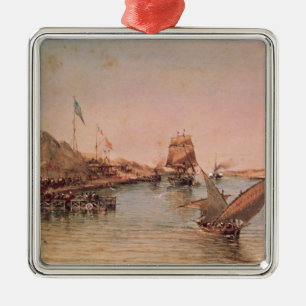 Shipping on the Suez Canal Metal Tree Decoration