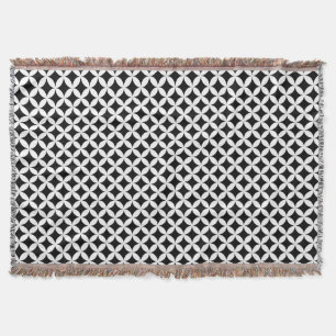 Shippo Japanese Black And White Geometric Pattern Throw Blanket